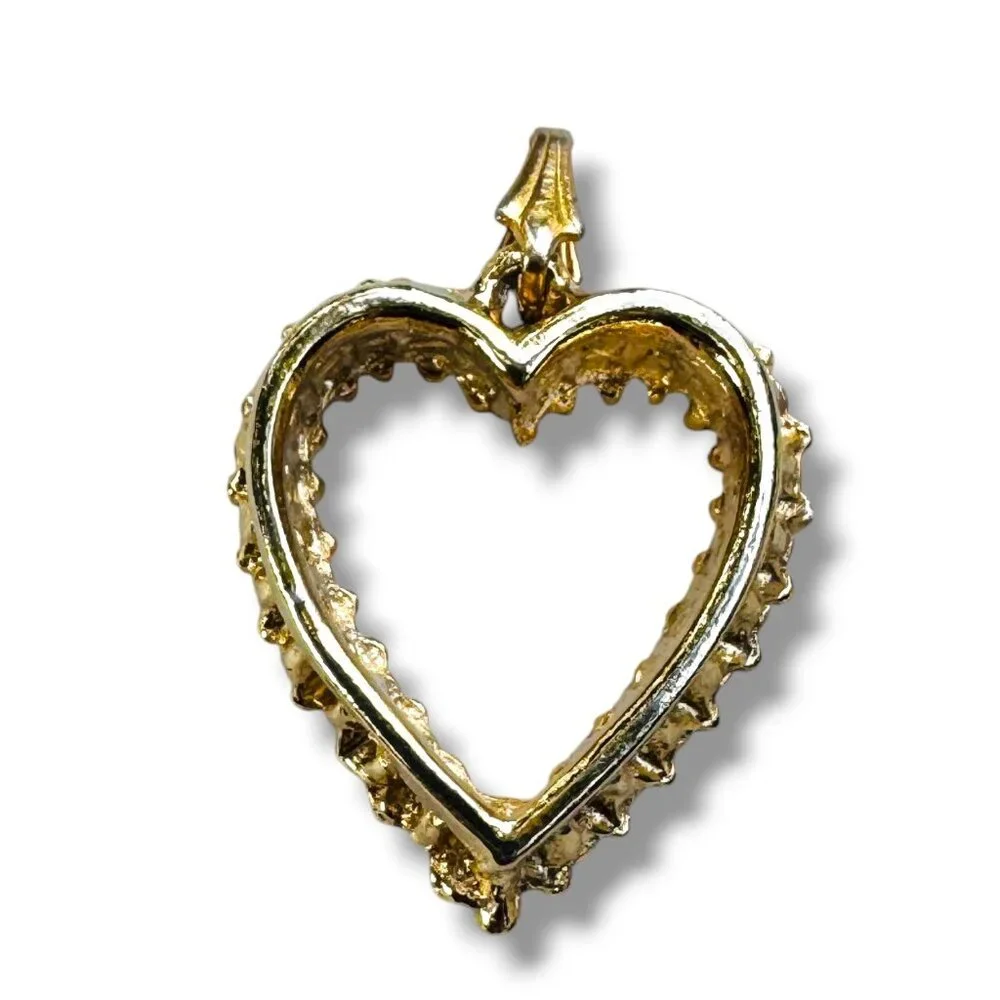 Accents by Hallmark Vintage Gold Tone Heart Pendant With Multicolor Rhinestones